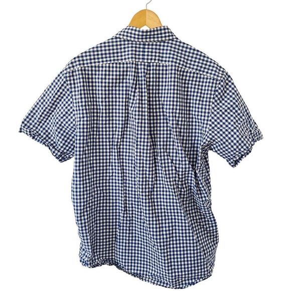 Ralph Lauren Blue Label Navy White Gingham‎ Check Short Sleeve Dress Shirt - Picture 2 of 6